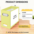 BALEINE File Organizer Box, Cardboard File Folder Organizer with Handle for Letter Size, Portable Collapsible Hanging Filing Box for Home Office Document Storage (2 Pack, Yellow)