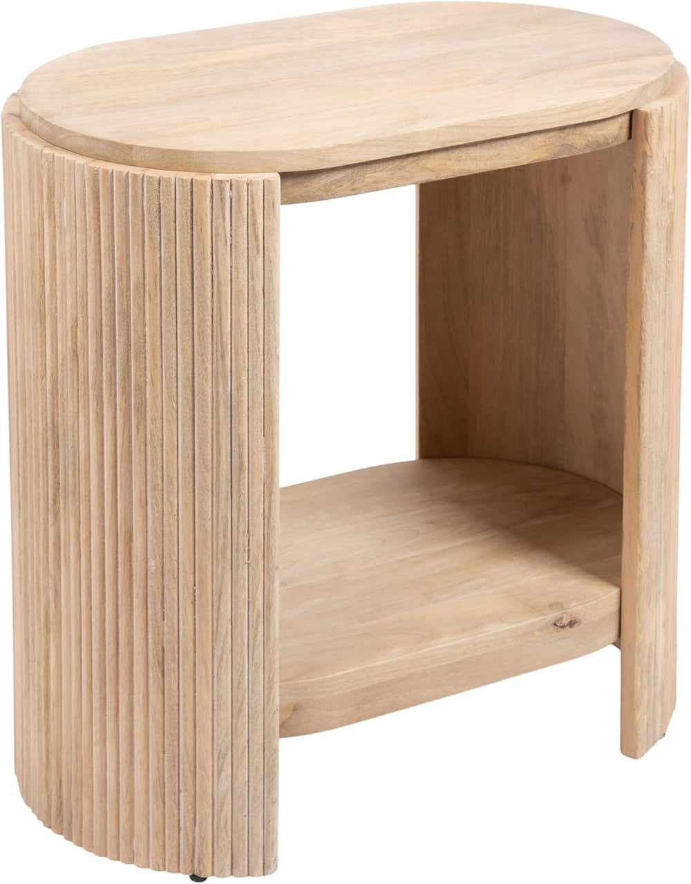 Kate and Laurel Cakora Modern Capsule Ribbed Mango Wood Side Table, 22 x 13 x...