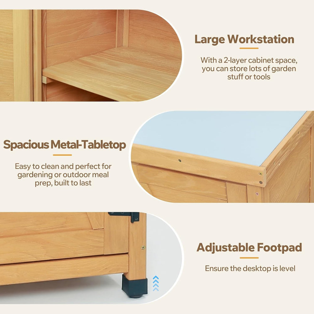 31" Sturdy Living Room Cabinet, Practical Cabinets with Weatherproof Woo...
