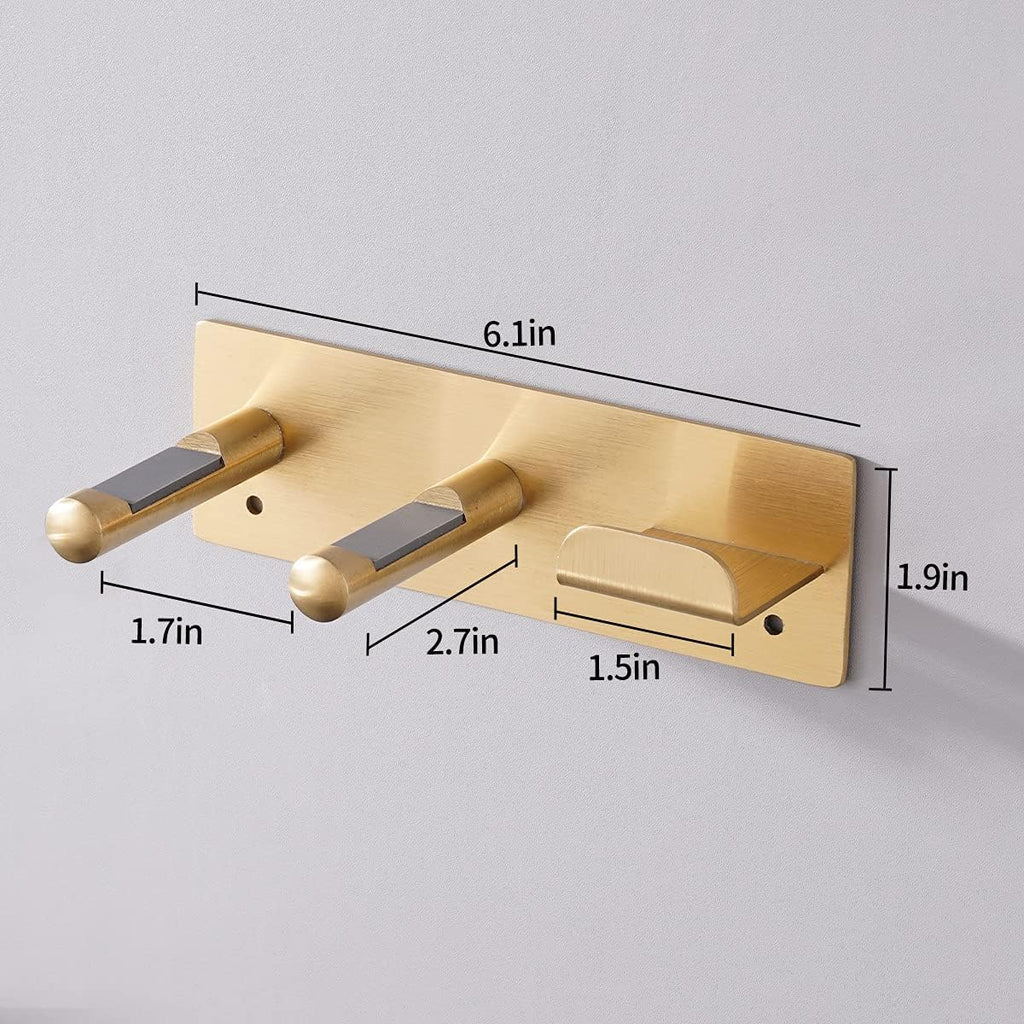 Hair Dryer Holder, Self Adhesive Blow Dryer Holder, Stainless Steel Hair Dryer Stand, Hair Dryer Holder Wall Mounted Compatible with Dyson Blow Dryer Gold