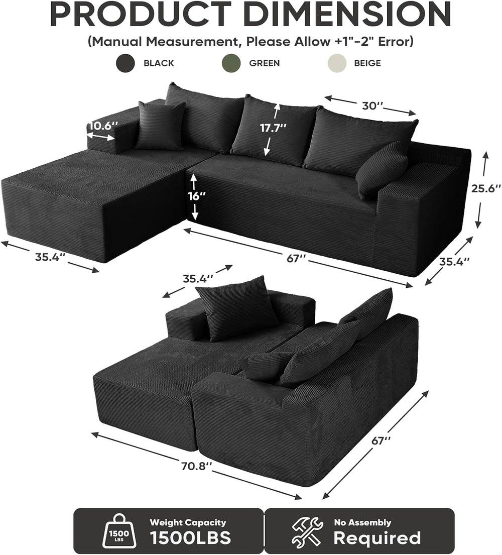 Couch, 102.4" Sectional Couches for Living Room with L Shape Sofa | Clou...