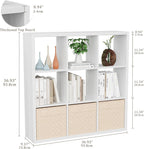 Cube Storage Organizer Bookcase, Decorative 11 inch Open Back Cubical Shelf with Thickened Border, Display Bookshelf for Living Room, Home Office, Sturdy Room (White, 9 Cube)