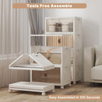 Extra Large Stackable Storage Bins with Lids & Wheels, Foldable Collapsible Closet Organizers Storage Cabinet with Doors for Bedroom Dorm (White, 220QT-55QT/14GAL*4Pack)