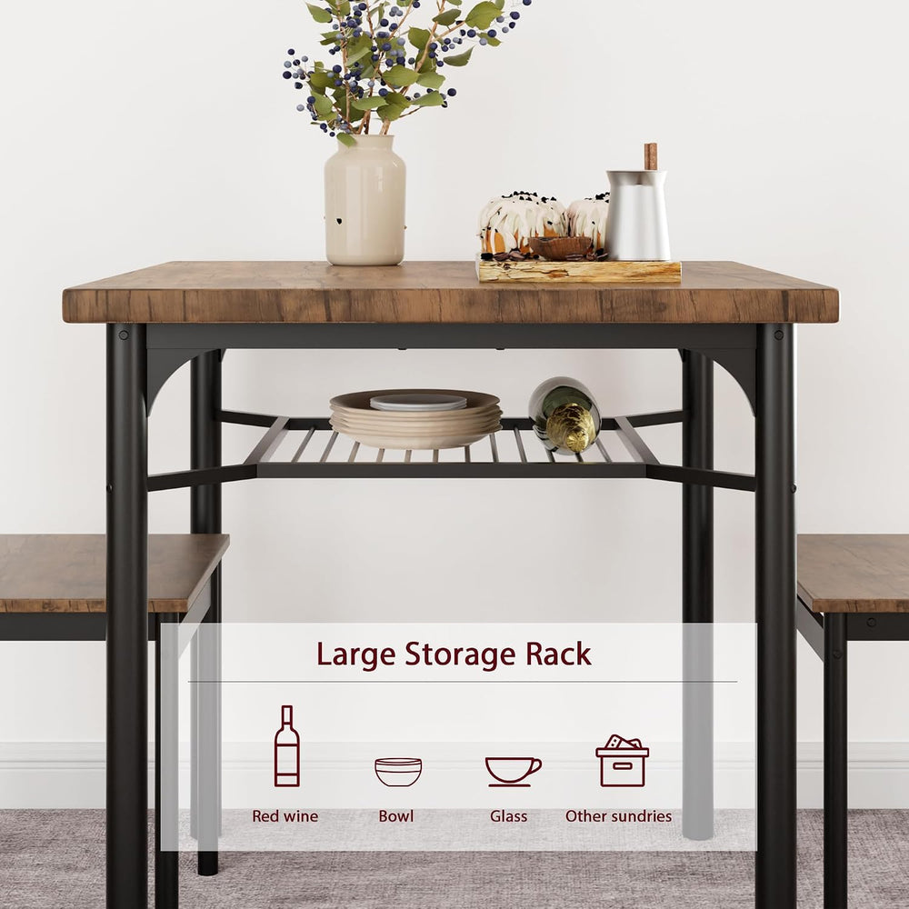 IDEALHOUSE 3-Piece Kitchen Dining Room Table Set with Wine Rack, Dining Table...