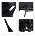 HollyHOME Fabric Lazy Chair with Foldable Ottoman, Accent Comfy Lounge Arm Chair and Folding Footrest Stool Set, Leisure Sofa Reading Chair and Footstool for Living Room, Bedroom, Dorm, Faux-Fur Black