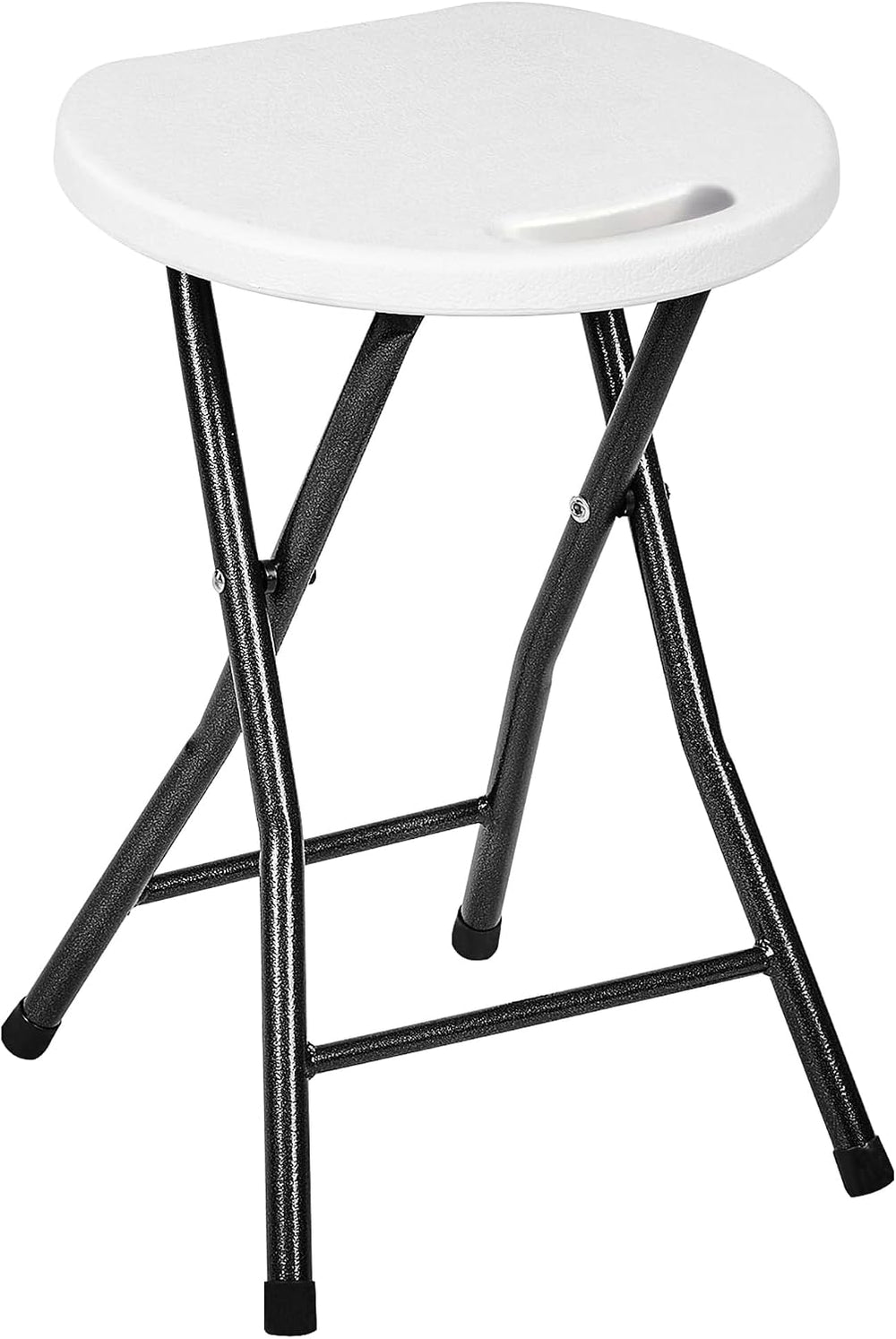 VECELO Folding Stool 18" with Handle, Solid Bottom Support, Iron X-Frame...