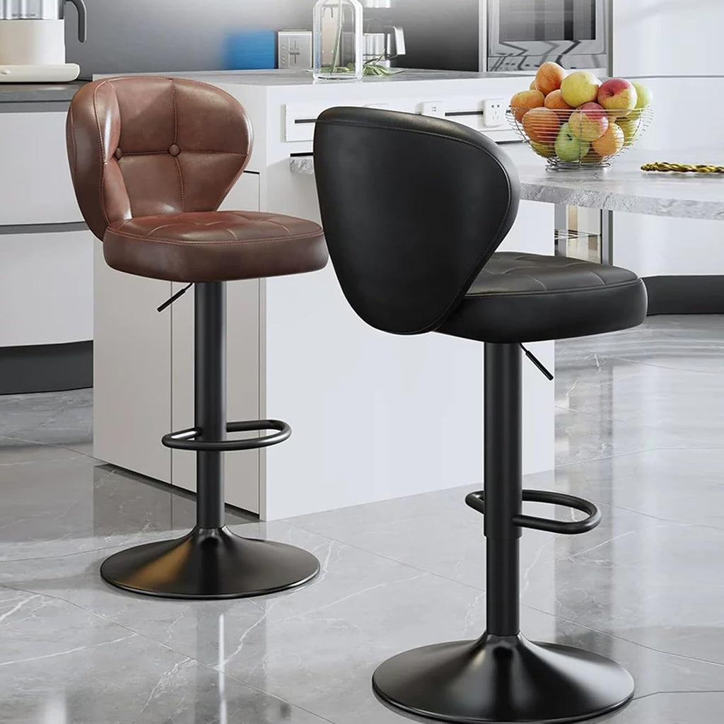Tall Executive Office Chair, Adjustable Swivel Barstools, Metal Frame Side Chair, with Back Support Upholstered, for Small Spaces Home Bedroom Study(Silver Chassis,Red)