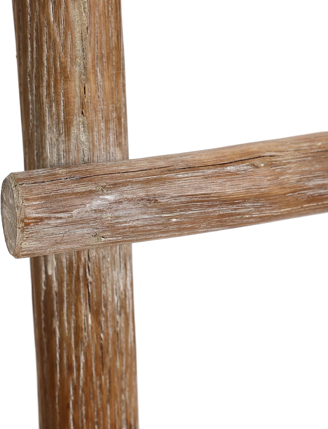 LuxenHome 60-Inch Tall Solid Wood Natural 4-Rung Blanket Ladder