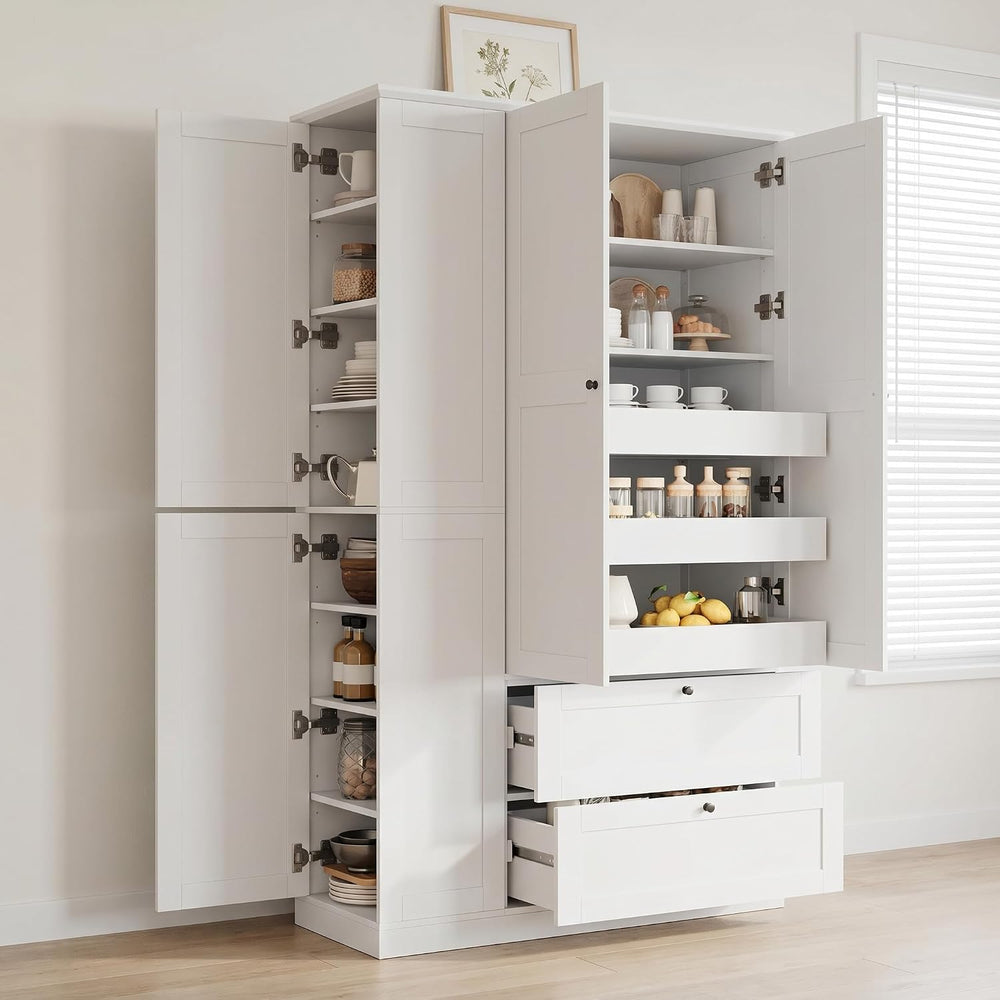 RUNNA 73.6" Tall Farmhouse Kitchen Pantry,Freestanding Large Capacity St...