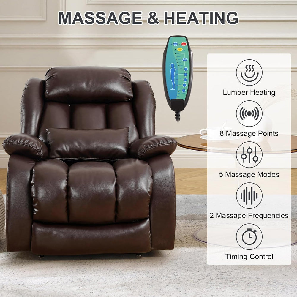 EDILLY XL Large Genuine Leather Lift Chair Recliner for Elderly, Dual Motor w...
