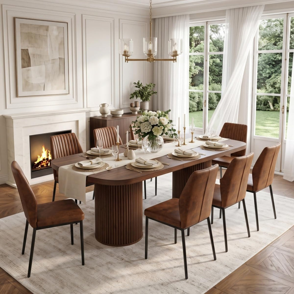 79" Dining Table Set for 8,Large Rectangular Kitchen Table Set for 8 wit...