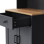 Farmhouse TV Stand with Bookshelves & Tempered Glass Doors, Entertainment Center with Adjustable Shelves for TVs up to 70'', Media Console with Solid Wood Gourd-Shaped Legs, Black