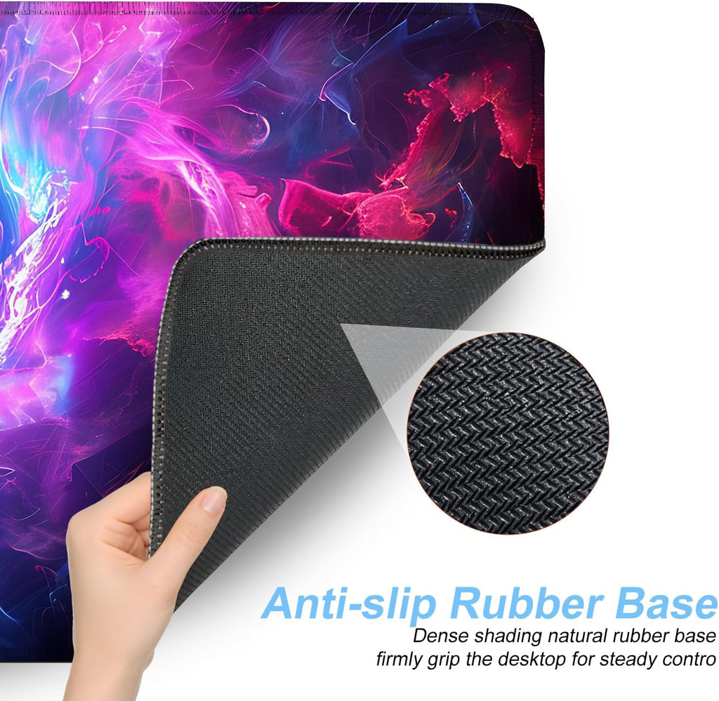 Galaxy Swirl Mouse Pad XXL – Large Extended Desk Mat with Blue & Pink Energy Nebula, Cosmic Gaming Mousepad with Non-Slip Base for PC, Office, Streamers,31.5 x 11.8 in