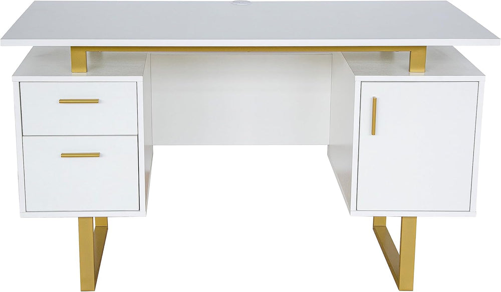 Techni Mobili 51"W Computer Desk w/ 2 Drawers & Storage Cabinet, Whi...