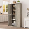 70" Tall Kitchen Pantry Cabinet with 4 Doors and Adjustable Shelves,Farmhouse Freestanding Storage Cabinet for Kitchen,Bathroom, Dining Room, Living Room,Gray