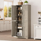 70" Tall Kitchen Pantry Cabinet with 4 Doors and Adjustable Shelves,Farmhouse Freestanding Storage Cabinet for Kitchen,Bathroom, Dining Room, Living Room,Gray