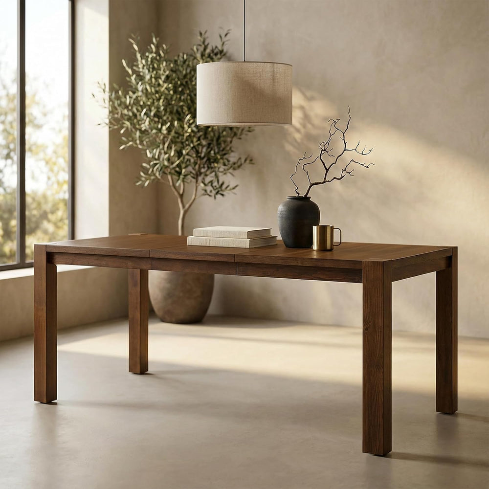 60"-80" Extendable Dining Table, Modern Rectangular Wood Kitchen Ta...