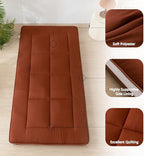 MAXYOYO Futon Mattress, Japanese Floor Mattress Quilted Bed Mattress Topper, Extra Thick Mattress Folding Sleeping Pad Breathable Floor Lounger Guest Bed for Camping, Coffee, Twin