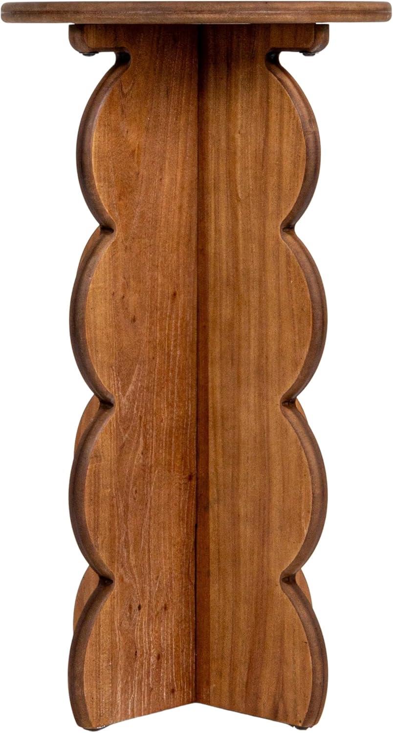 Creative Co-Op Scalloped Edge Accent Table, Walnut Finish