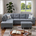3-Piece L-Shaped Modular Leather Sofa – Convertible Sectional Couch with Movable Chaise & Storage Ottoman, Multi-Scene Use for Living Room, Apartment & Office, Dark Grey