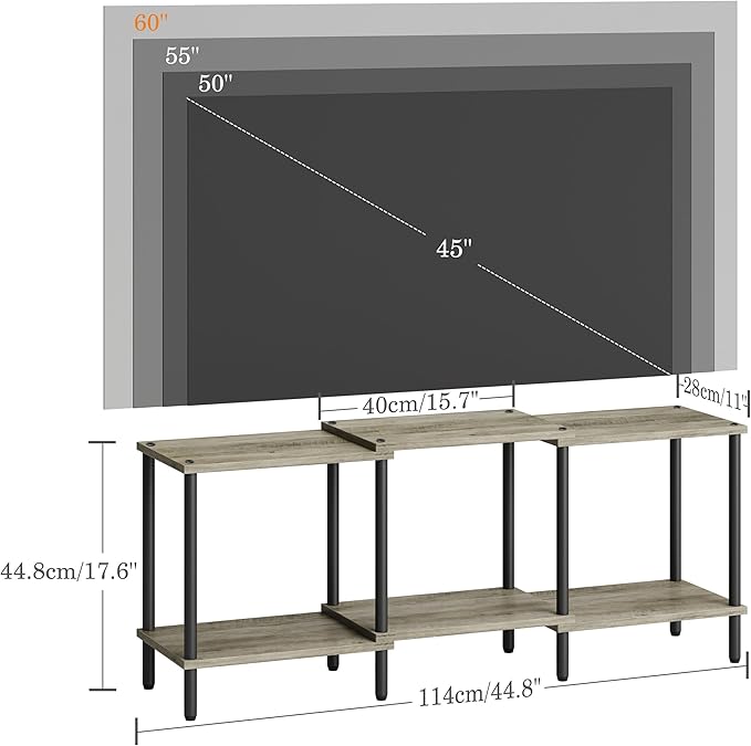 TV Stand, Entertainment Center, Industrial TV Media Console Table with Open Storage Shelves, 2 Tier TV Cabinet for Living Room, Bedroom