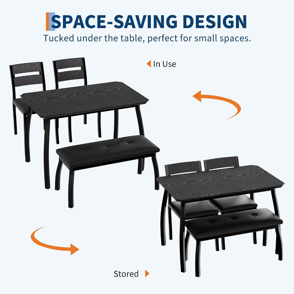 IDEALHOUSE 43'' Dining Table Set for 4, Wooden Kitchen Table with Uph...