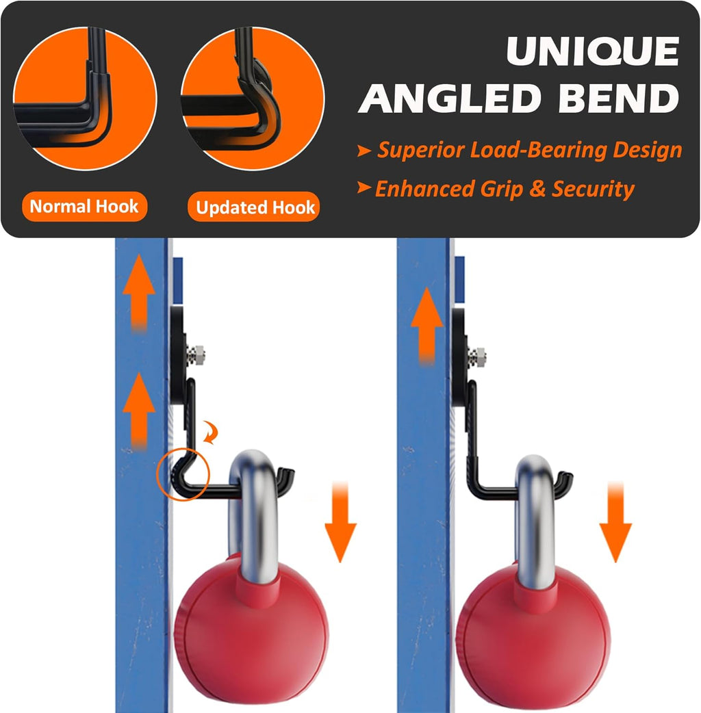 MUTUACTOR New Upgraded Strong Magnetic Hooks,2-Pack Unique Heavy Duty Magnetic Hook for Hanging,20lbs Anti-Scratch Magnet Storage Hook for Storing Cordless Impact Drivers Trailer Cord Garage Tools