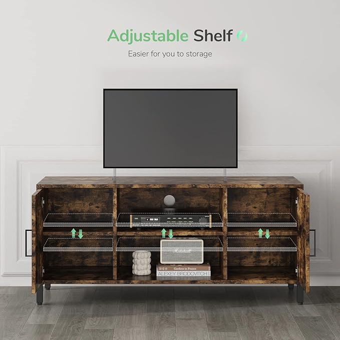 Novilla TV Stand for TV's up to 50 Inches, Modern Barn Door Entertainment Center TV Console, TV Table with Storage Bookcase Shelf for Living Room, 43 Inches, Brown