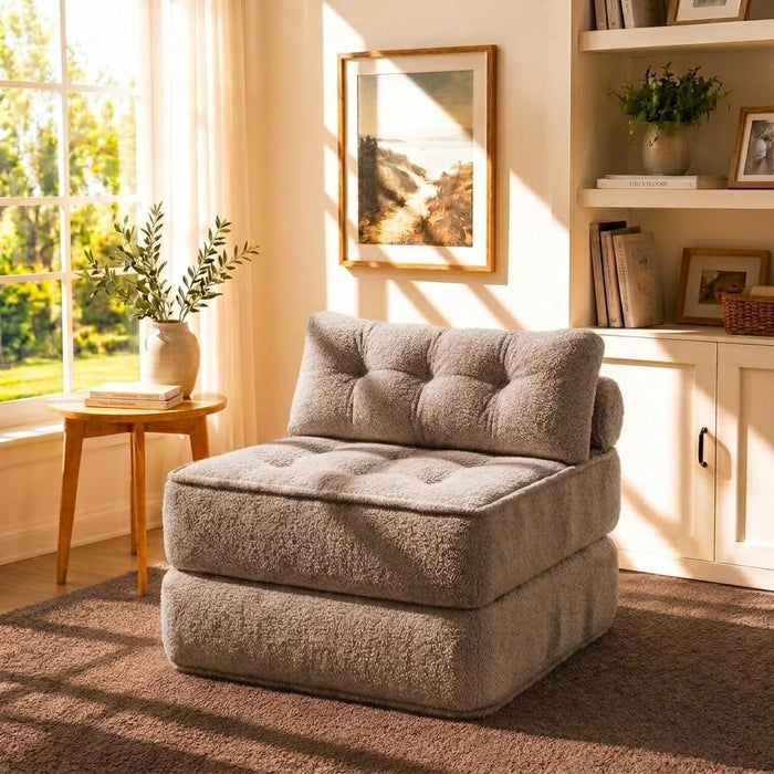 AFTERGROW Folding Sofa Bed, Convertible Sleeper Chair Bed with Pillow, Boneless Foldable Couch Chaise Lounge with Back Support for Living Room, Bedroom & Guest Room