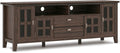 SIMPLIHOME Artisan TV Stand - 72 inch Wide Solid Wood Media Console in Farmhouse Brown, Contemporary Entertainment Center for Living Room for TVs up to 80 Inches with Drawers and Cable Management