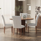 Stylish Dining Chairs Set of 4, Upholstered Parsons Dining Room Chair with Nailhead Trim, Kitchen Room Chair with Thick Cushions and Wood Legs, Nailhead Trim, Light Grey