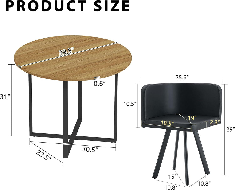 39.5" Round Dining Table Set for 4, 5 Piece Dining Table Set with 4 Tuck...