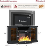 oneinmil 59'' Fireplace TV Stand with 3-Sided Glass, TV Cabinet for TVs up to 65", Modern Media Entertainment Center with Farmhouse Glass Door Storage Cabinets for Living Room, Black