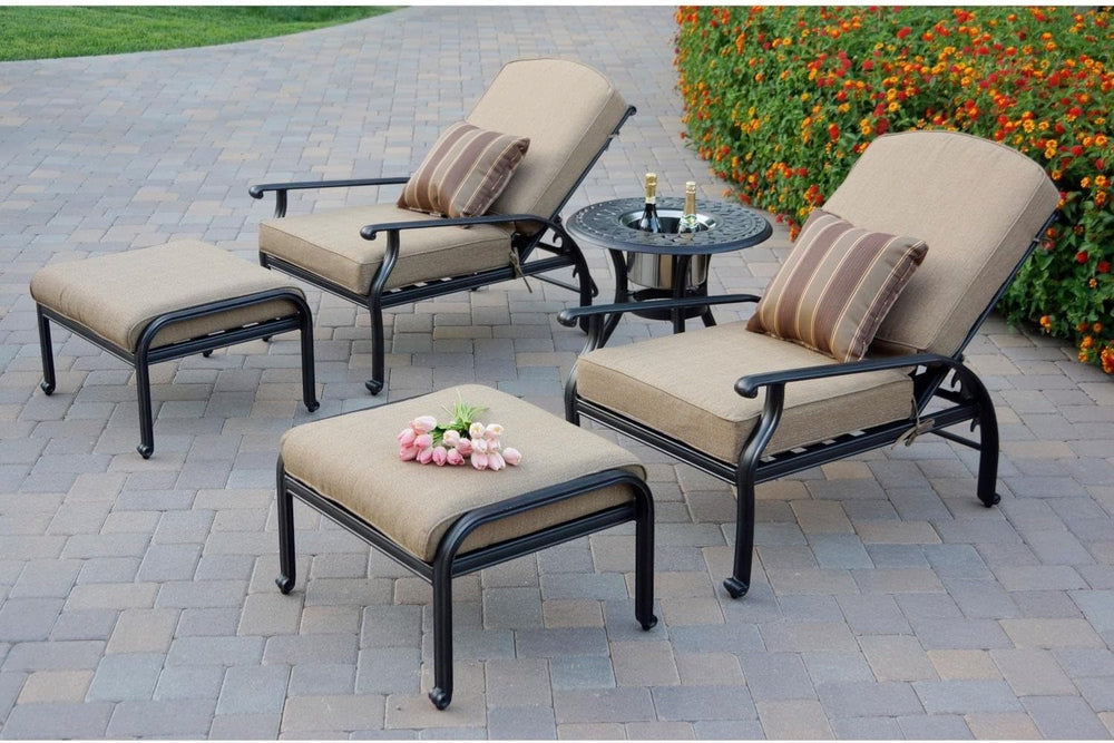 Darlee Nassau 5 Pc Cast Aluminum Seating Set w/ 24 Inch Series 60 Ice Bucket ...