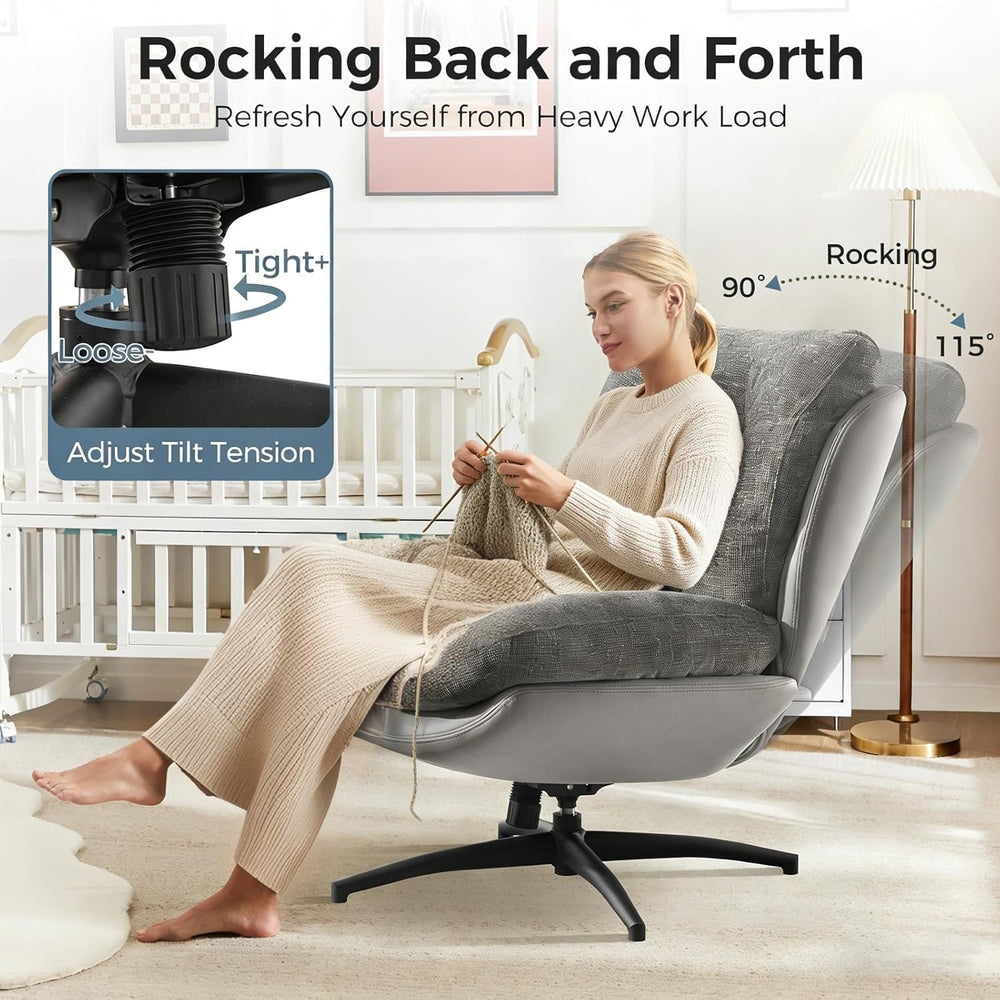K Knowbody Swivel Accent Chair with Ottoman, 400lbs Capacity & Easy Assem...