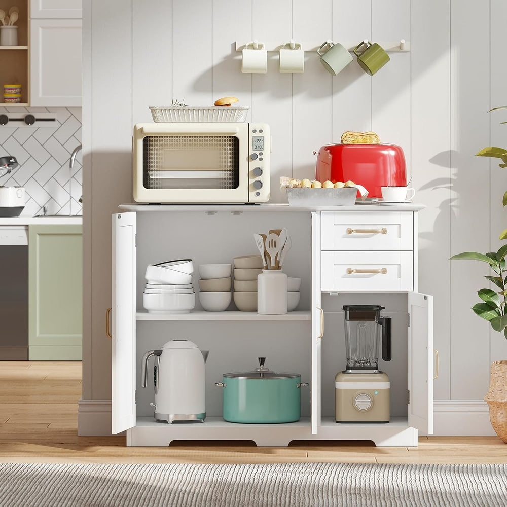 Giantex Sideboard Buffet Cabinet, Modern White Sideboard Cabinet with 2 Drawe...