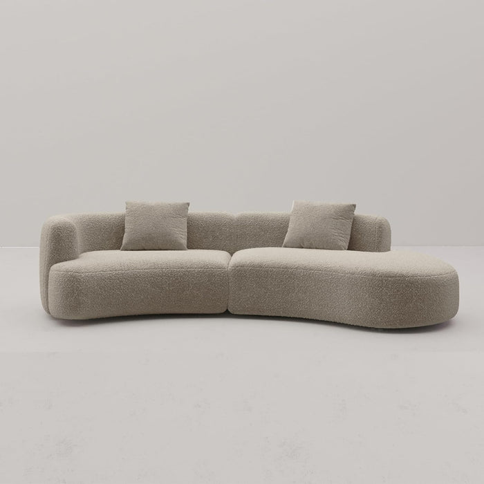 Acanva Modern Curved Sectional Living Room Couch, Minimalist Comfy Boucle Fabric Modular Sofa for Apartment, Home Office, 114" W Right Hand Facing, Light Coffee