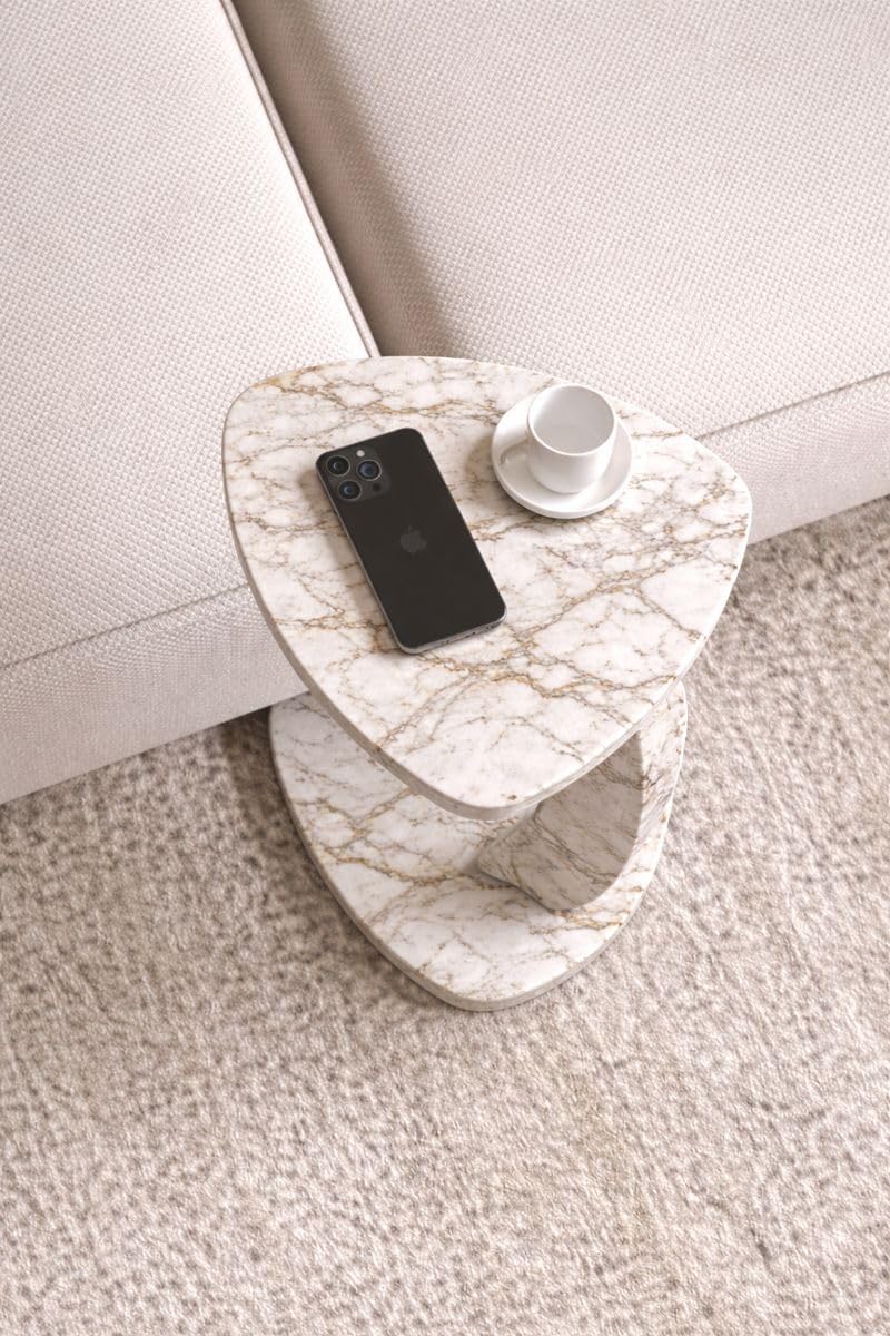C Shaped Triangular Top Table for Couch Small Places, Space Saver Sheild Top ...