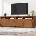 Fluted TV Stand with Arched Reeded Design Doors, Set of 2 Modern Entertainment Center with Storage for Up to 98", TV Media Console, Adjustable & Open Shelves, TV Cabinet for Living room, Walnut