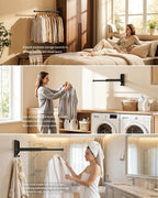 BaiNong Wall Mounted Drying Rack 13" Foldable Clothes Hanger Black Pull-Out Clothes Drying Rod for Laundry, Closets, Rntryway (1, 13" Black)