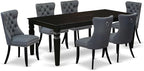 East West Furniture LGDA7-BLK-13 7 Piece Dining Set Includes a Rectangle Kitchen Table with Butterfly Leaf and 6 Polyester Fabric Upholstered Chairs, 42x84 Inch, Black