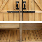 Outvita Outdoor Storage Cabinet with Waterproof Roof, Double Lockable Doors Garden Shed with 2 Removable Shelves, Wooden Storage Shed with Large Storage Space for Yard Garge Patio Deck Porch（Natural）