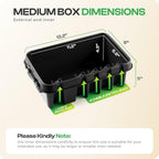 SockitBox – The Original Weatherproof Connection Box – Indoor & Outdoor Electrical Power Cord Enclosure for Timers, Extension Cables, Transformers, Power Strips, Lights, Tools & More – Medium – Black
