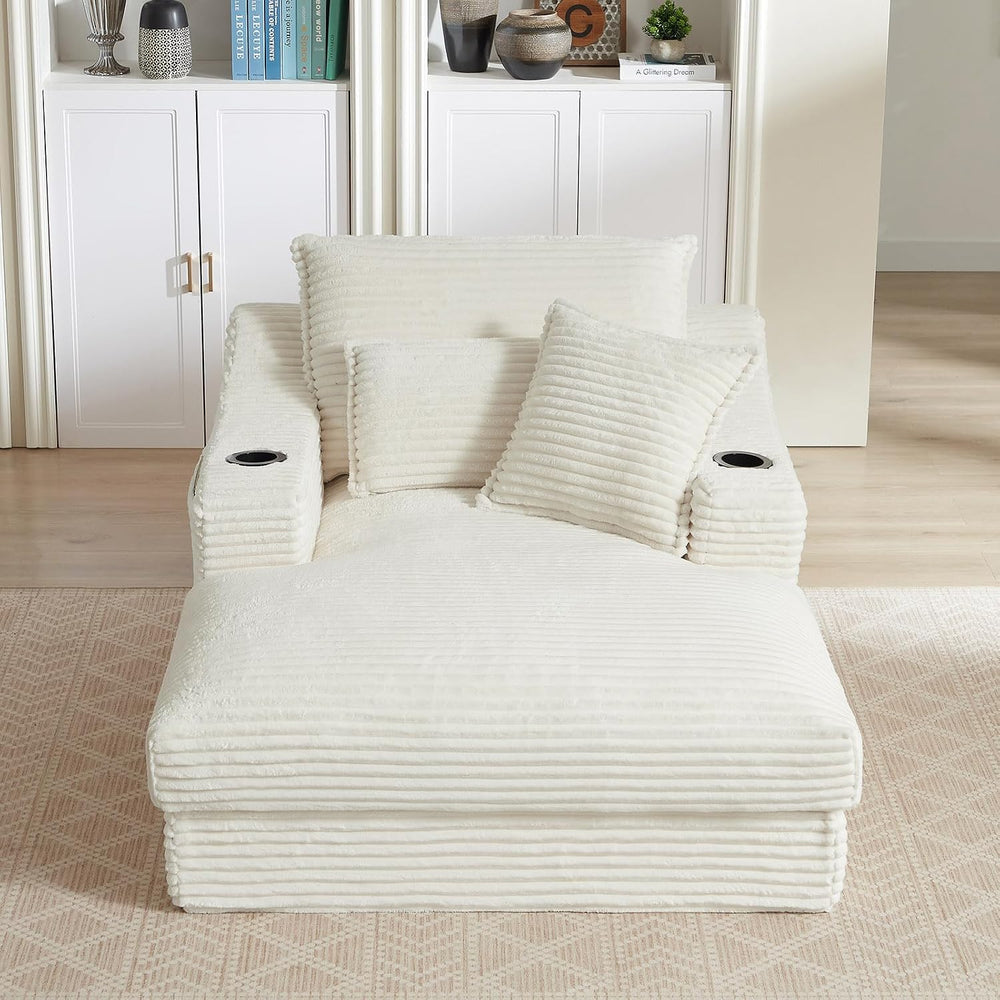 47.2"Oversized Chaise Lounge Chair Indoor,Corduroy Reading Chair with Cu...