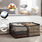 Fixwal 80L Large Storage Bags 4 Pack Clothes Storage Bins Foldable Thick Blanket Storage Closet Organizers Storage Containers with Reinforced Handle for Clothing, Blanket, Comforters(Black, PVC)