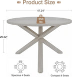 Peatuk Round Solid Wood Dining Table, Part of Dining Table Set, Mix and Match Table, Chair Sold Separately for Dining Room, Kitchen, Grey