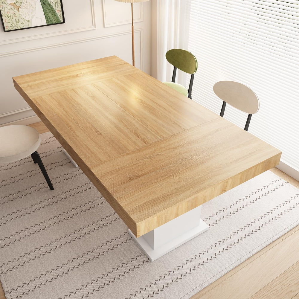 Modern Dining Table for 6-8 People, 78.7" Wood Kitchen Table with Stylis...