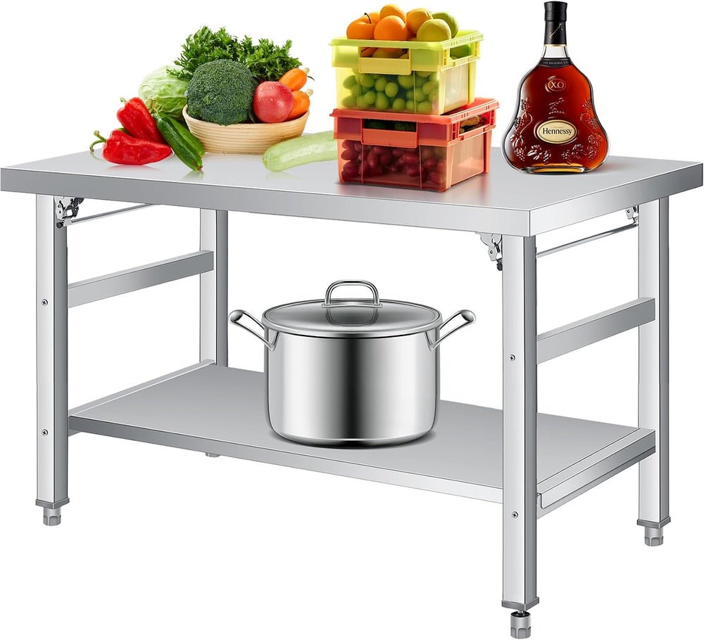 48" x 24" Stainless Steel Folding Table - 920 LBS Commercial Foldab...