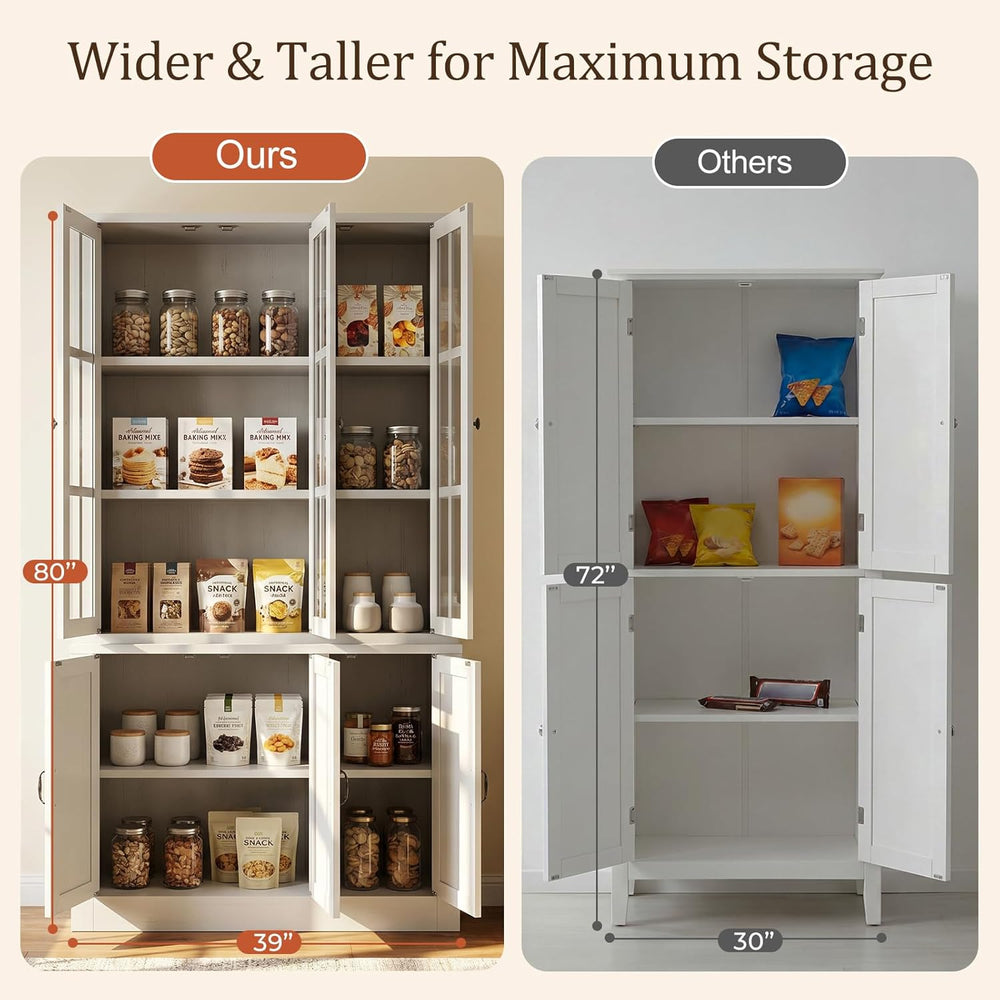80" Modular Kitchen Pantry Cabinet, 2-in-1 Freestanding Tall Pantry Cabi...