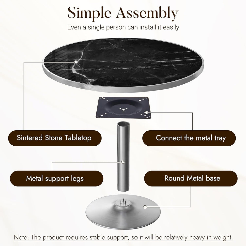 31.5" Tulip Table, Small Round Dining Table with 1.2" Thick Sintere...